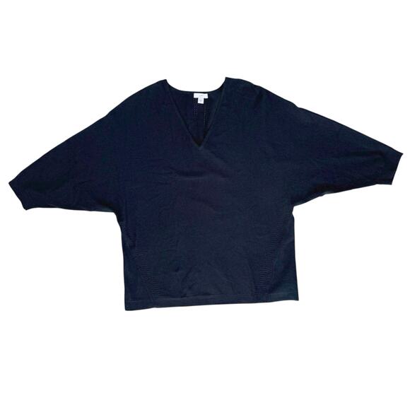 J.Jill Navy Blue Dolman Sleeve Knit Top Women M Cozycore Minimalist Comfy Casual - Picture 1 of 12
